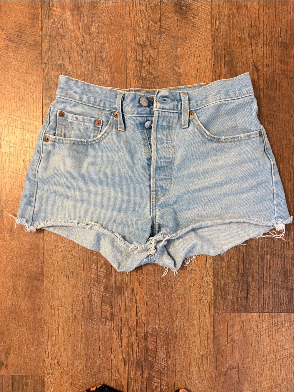 Levi's Light Blue High-Waist Cutoff Denim Shorts